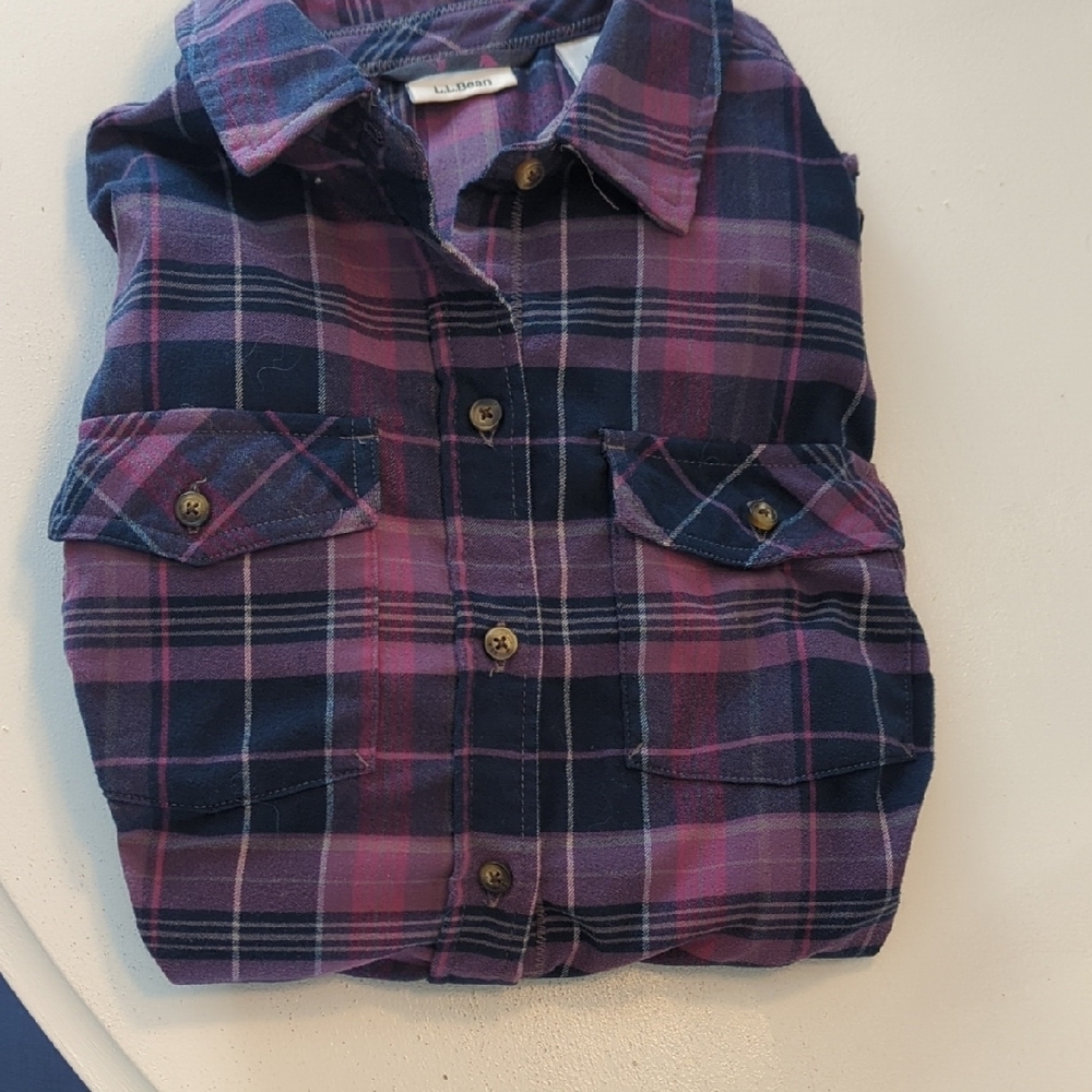 Plaid Flannel Button-Up Women's Top LL Bean Like New